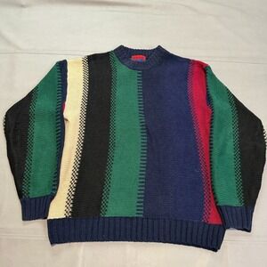 VTG 90s Men Color block Y2K Preppy Knit Sweater Colorful Old money Luxury S-5119